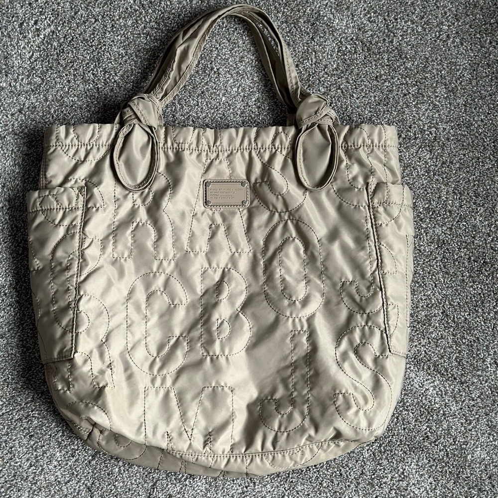 Marc by Marc Jacobs taupe quilted nylon tote bag